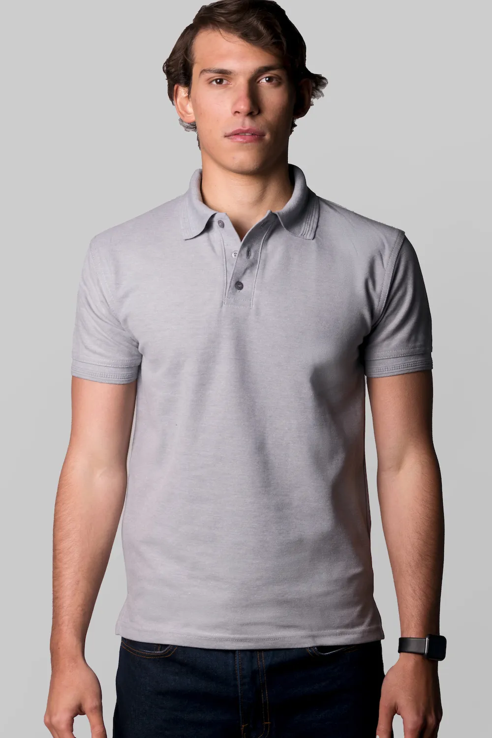 Playera tipo polo gris Jaspe